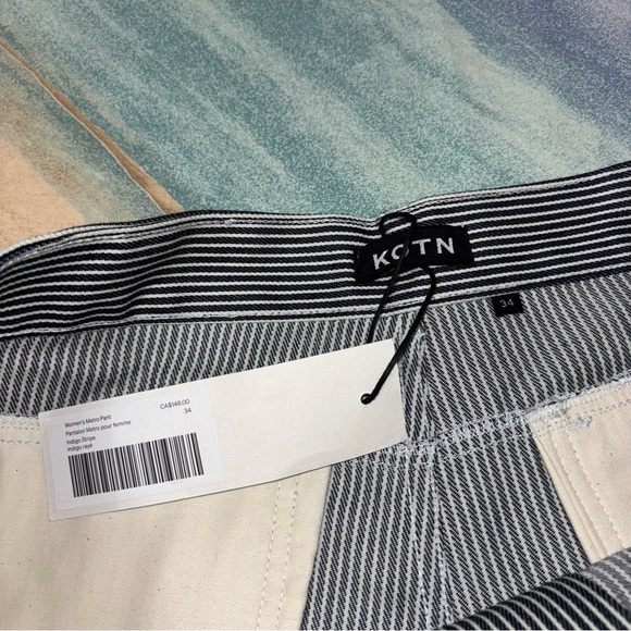 KOTN striped Metro pant women’s indigo stripe NWT size 34 - Picture 6 of 10